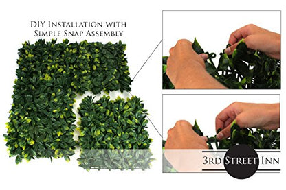 3rd Street Inn Artificial Hedge - Outdoor Artificial Plant - Great Boxwood and Ivy Substitute - Sound Diffuser Privacy Fence Hedge - Topiary Greenery Panels (12, Laurel) - color: Laurel