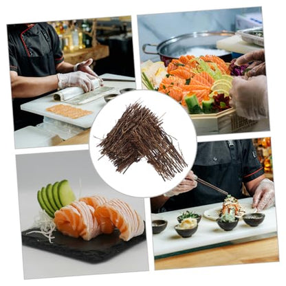 6pcs Fence Sushi Tray for Japanese Sashimi Seafood Display Natural Rustic Food Photography Props Stylish Restaurant Decoration Plates with Fine Texture and Vivid Design