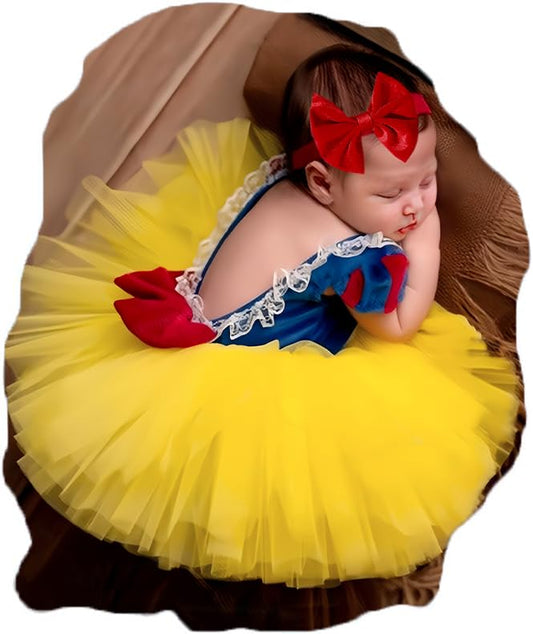 Ylsteed Newborn Photography Outfits Girls Newborn Photography Props Baby Girls Lace Romper with Tulle Skirt Infant Photo shoot Outfits Photo Props - color: Yellow-blue