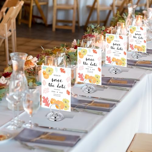 MotiMind 24 Pcs Table Number Holders-Metal Place Card Holders Table Number Stands Tabletop Sign Stands for Photos, Menu, Memo, Notes, Wedding, Restaurant, Banquet, Birthday(Silver) - color: Silver
