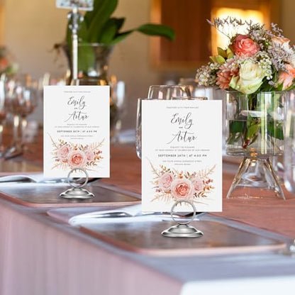 MotiMind 24 Pcs Table Number Holders-Metal Place Card Holders Table Number Stands Tabletop Sign Stands for Photos, Menu, Memo, Notes, Wedding, Restaurant, Banquet, Birthday(Matte Silver) - color: Matte Silver