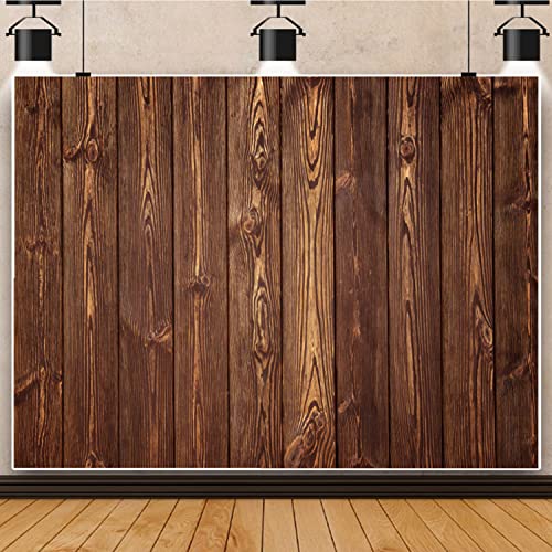 Wood Backdrops for Photography 10x8ft Brown Rustic Old Wooden Board for Birthday Party Wedding Baby Shower Photo Background Dark Brown Wood Plank Wall Backdrop Gender Reveal Decorations Studio Props