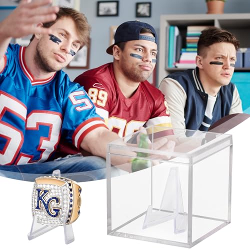 20 Pack Championship Ring Display Case Clear Acrylic Ring Case Display Box for Sports Baseball Softball Football Golf Single Ring Coin Holder Stand, 2.16 Inch - size: 20 Pack