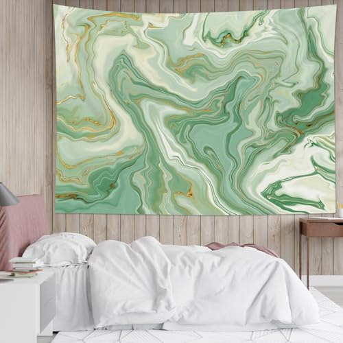 SCECALA Sage Green Marble Tapestry Abstract Green Gold White Swirl Marble Texture Wall Tapestry Modern Watercolor Wall Hanging for Bedroom Living Room Teen Dorm Party Home Decor 60x40 Inch - color: Sage Green, size: 40"L x 60"W