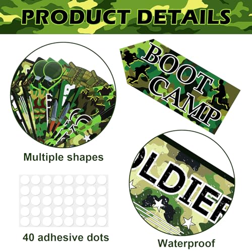 Hooqict 20 Pieces Camo Party Signs Army Birthday Party Decorations Camouflage Military Birthday Party Supplies for Boys Men Army Themed Directional Sign - style: Camo