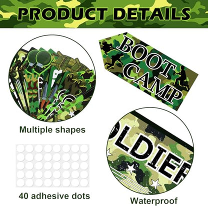 Hooqict 20 Pieces Camo Party Signs Army Birthday Party Decorations Camouflage Military Birthday Party Supplies for Boys Men Army Themed Directional Sign - style: Camo