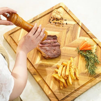 Howizz Acacia Wood Large Cutting Board, Herringbone Acacia Cutting Board - 20"x15"x1" - color: 5-Herringbone, size: 20"L x 15"W
