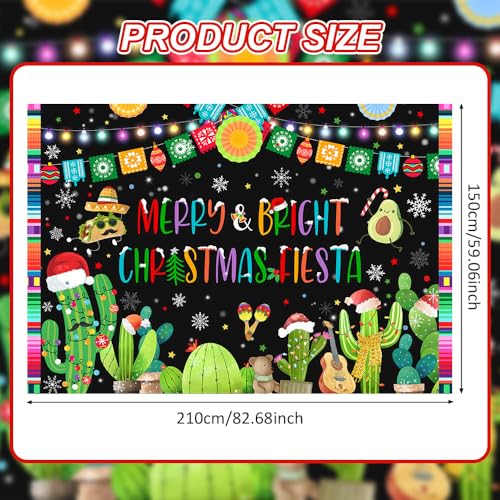 AIBIIN 7x5ft Feliz Navidad Backdrop for Fiesta Mexican Merry Bright Christmas Fiesta Banner Party Decorations Colorful Lights Cactus Photography Background Winter Christmas Party Banner Props