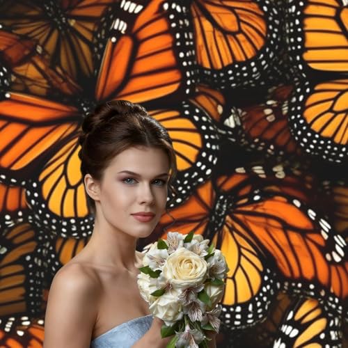 Orange Monarch Butterflies Backdrop Background for Photography 5x7ft Photobooth Professional Photo Backdrop Curtains Video Photography Studio Photo Backgrounds Banner Booth Background Screen Parties - color: Heaps Of Orange Monarch Butterflies