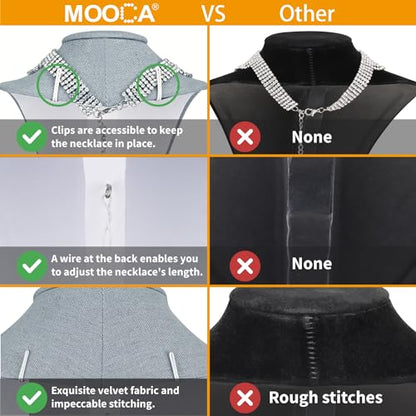 MOOCA Small Linen Covered Wood Jewelry Display Necklace Chain Jewelry Bust Display Holder Stand, Necklaces Mannequin, 7 1/4 in Height, Dim Gray Linen - color: 9) Dim Gray Linen, 1 piece