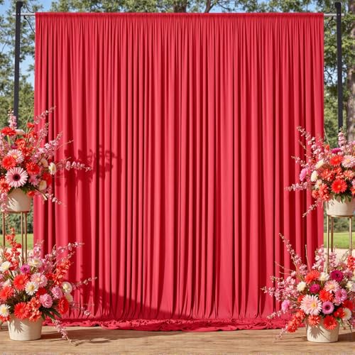 Wrinkle Free Red Backdrop Curtains for Parties, Thick Fabric Photo Backdrop Drapes for Christmas Photography Birthday Wedding Background Backdrop, 10ft x 8ft - color: Red, size: 10ftx8ft