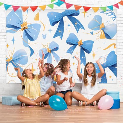 Bows Theme Photography Background Spring Backdrop Banner Wedding Bride Shower Party Eastern Bow Decor 5x4.3Ft Newborn Baby Birthday Party Backgrounds Photo Booth Studio Shooting Props