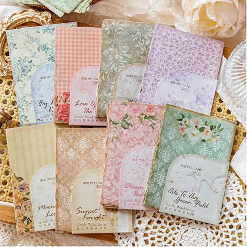 240 Sheets Vintage Floral Scrapbook Paper & Textured Paper Set - 8 Pack Mixed Scrapbook Supplies for DIY Scrapbooking Planner Bullet Junk Journal Supplies Collage Background 3.9x5.5 Inch
