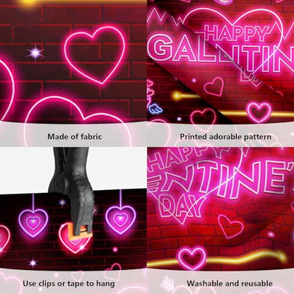 MEHOFOND 7x5ft Galentines Day Backdrop Pink Neon Galentine's Girls Night Decorations Banner Girls Theme Party Ladies Valentines Day Party Photography Background Happy Galentine's Day Photo Booth Props - color: Pink