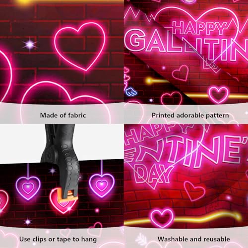 MEHOFOND 7x5ft Galentines Day Backdrop Pink Neon Galentine's Girls Night Decorations Banner Girls Theme Party Ladies Valentines Day Party Photography Background Happy Galentine's Day Photo Booth Props - color: Pink