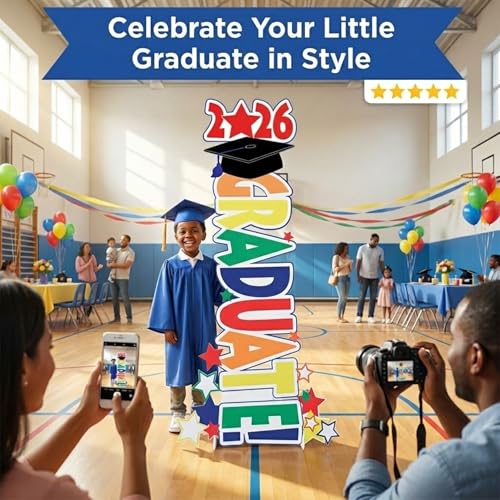 Star Graduate Prop Kit, Perfect Photo Op Kindergarten, Preschool, and Pre-K Graduation, 5 feet 5 inches High, Easy Assembly, Durable Design, Celebrate Your Little Graduates in Style - color: Star Graduate