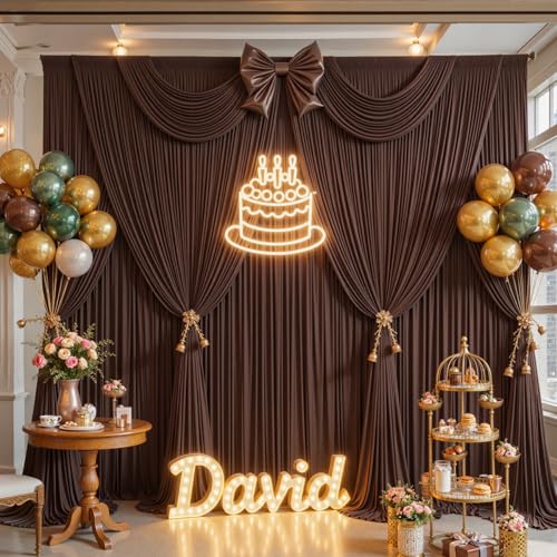 10x10ft Brown Backdrop Curtain for Parties Wrinkle Free Fabric Backdrop Curtain Wedding Photo Backdrop Drapes for Birthday Party Baby Shower Bridal Shower Photography Brown Back Drop 2 Panels 5x10FT - color: Brown, size: 10 ft X 10 ft(2 Panels 5ft X 10ft)
