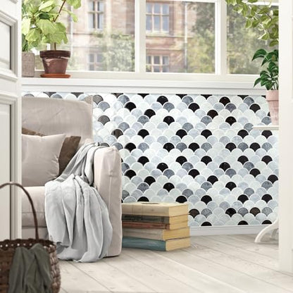 WESTICK 3D Textured Marble Peel and Stick Backsplash Heat Resistant Kitchen Backsplash Tiles Waterproof Shell Peel and Stick Wall Tiles for Bathroom Sink Camper Grey White Black 10 Sheet 12" x 12" - color: 10.black Grey