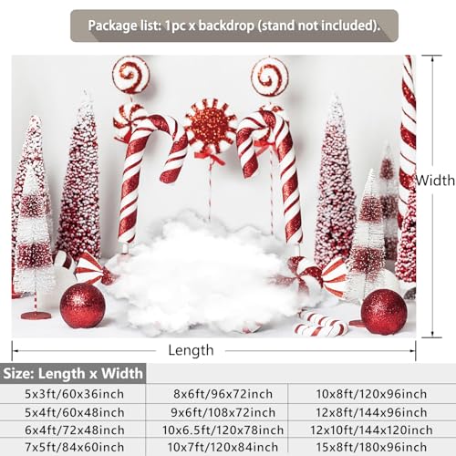 Christmas Backdrop Winter Red Candy Cane Balls Background New Year Photography Banner for Birthday Christmas Party Celebration Decorations Supplies Photo Studio Photobooth Props 5x3ft - size: 5x3 ft