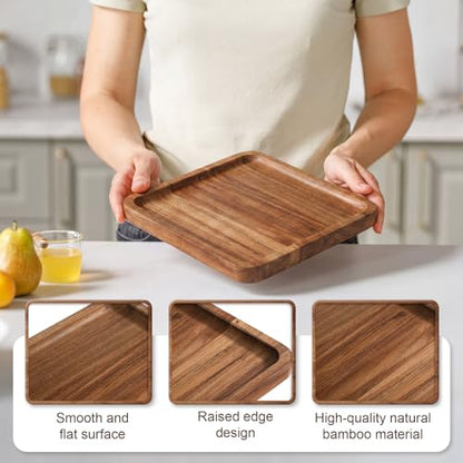 Wenqik 18 Pieces Acacia Wood Tray Set 8 x 8 Inch Acacia Oval Wood Tray Platters Plates Set for Fruit Cheese Dessert Appetizer Vegetable Charcuterie BBQ Party Weddings Supply - size: 8 x 8 Inch