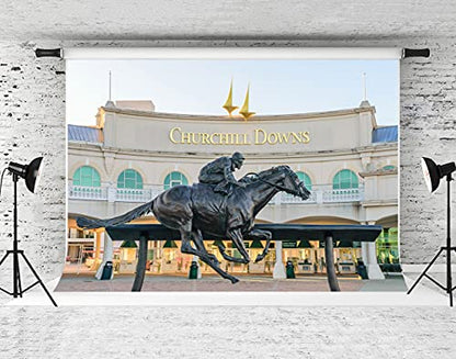 Kate 10x10ft Statue Photography Background Kentucky Derby Horse Track Photo Backdrop Photo Booth Props - size: 10x10ft