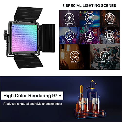 GVM RGB Video Lighting, 360° Full Color Led Video Light with APP Control, 3 Packs 850D Photography Lighting Kit CRI 97, YouTube, Aluminum Alloy Shell - size: 3 packs