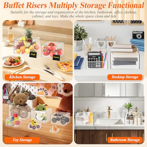 8 Pcs Clear Acrylic Buffet Risers with Mini Sign and Maker,Buffet Risers and Stands Clear Food Display Risers for Buffet Table Party Catering Dessert Cupcake Collectibles (8" 7" 6" 5" 5" 4" 4" 3") - color: Size: 8" 7" 6" 5" 5" 4" 4" 3"