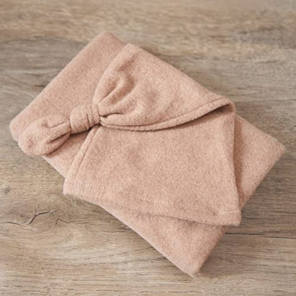 Zeroest Newborn Photography Wraps with Hat Baby Photo Outfit Girl Stretch Blanket Infant Boy Props for Baby Photo Shoot - color: Tan