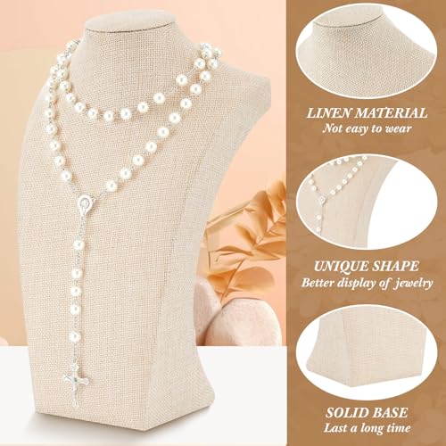 Kigley 9 Pcs Linen Necklace Display Bust Jewelry Holder Necklace Retail Mannequin Display Stand for Jewelry Selling Vendors Shows (11.4 x 6.9 Inch) - size: 11.4 x 6.9 Inch