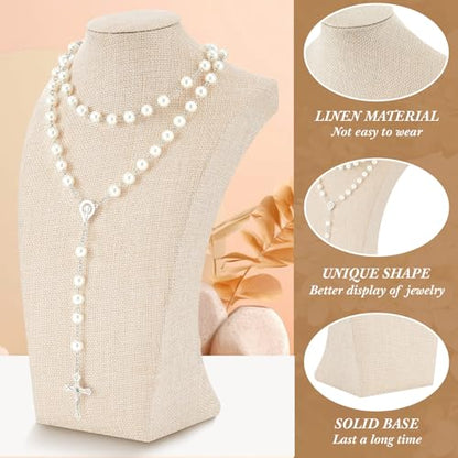 Kigley 9 Pcs Linen Necklace Display Bust Jewelry Holder Necklace Retail Mannequin Display Stand for Jewelry Selling Vendors Shows (11.4 x 6.9 Inch) - size: 11.4 x 6.9 Inch
