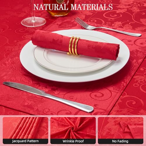 Cloth Napkins Set of 8 – Square Jacquard Floral Flowers Fabric Polyester Washable Reusable for Kitchen Dinner Dining Restaurants Wedding Party Banquet Table(Dark Red/17x17 Inch) - color: Dark Red