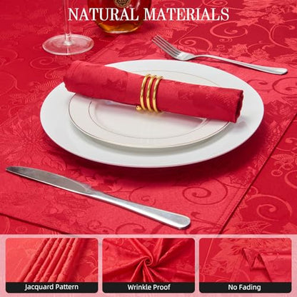 Cloth Napkins Set of 8 – Square Jacquard Floral Flowers Fabric Polyester Washable Reusable for Kitchen Dinner Dining Restaurants Wedding Party Banquet Table(Dark Red/17x17 Inch) - color: Dark Red