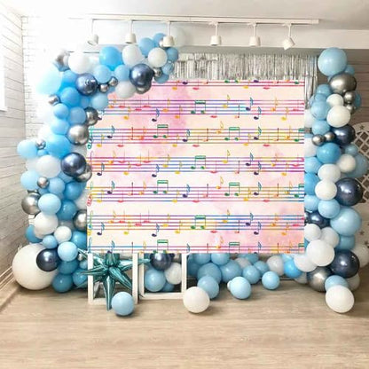 9x6FT Pink Theme Music Notes Backdrop Colourful Music Notation Photography Background for Newborn Girl Baby Shower 1st Birthday Senior Pictures Party Decorations Photo Booth Props Supplies - size: 9x6ft