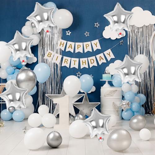 50 Pcs Star Balloons,10 Inch Star Foil Balloons,Stars Shaped Balloon Mylar Helium Balloon for Birthday Party Anniversary Wedding Baby Shower Decorations (10inch-silver) - color: 10inch-silver