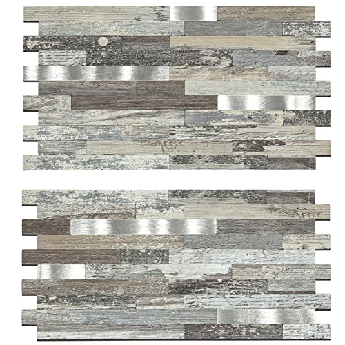 Midcard 20 Sheets Peel and Stick Backsplash PVC Wall Tile,for Kitchen Backsplash - color: Distressed Silvery Moon, size: 20