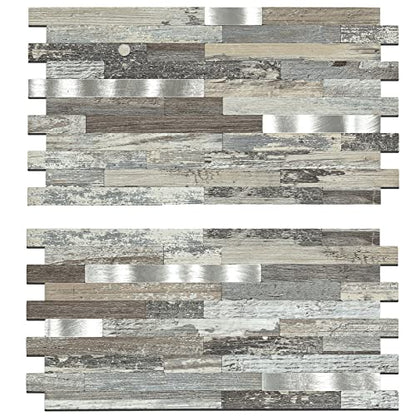 Midcard 20 Sheets Peel and Stick Backsplash PVC Wall Tile,for Kitchen Backsplash - color: Distressed Silvery Moon, size: 20