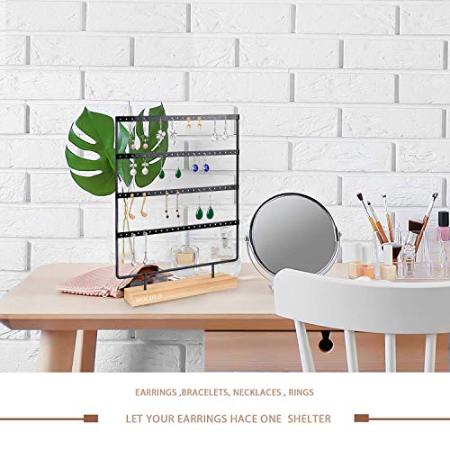 Mocolo Earring Holder Stand, Earring Organizer Display Holder Stand for Hanging Earrings(88 Holes & 4 Layers) - color: Black