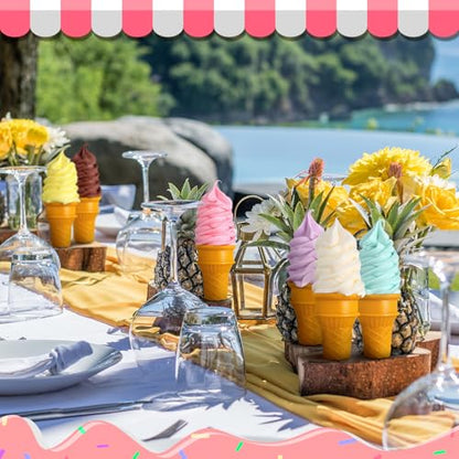 Seenelling 6 Pcs Simulated Ice Cream Artificial Lifelike Fake Ice Cream Cone Fake Food Model for Home Kitchen Cabinet Showcase Desk Shops Summer Display Photography Props Party Decoration