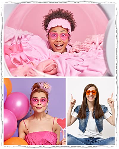 PARSUP 14 Pairs Heart Shaped Rimless Frameless Sunglasses Transparent Candy Color Glasses Tinted Eyewear Bachelorette Party Favors Photo Booth Props,14 Colors