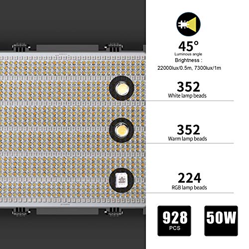 GVM 1200D RGB LED Video Light, 50W Video Lighting Kit with APP Control, 3200K-5600K Photography Lighting kit for Studio, Aluminum Alloy Shell,20 Scene Modes & CRI97+, 2-Pack with Softbox