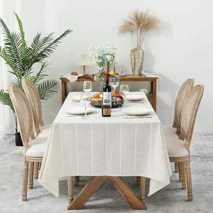 Chassic 60 x 60 inches Farmhouse Style Linen tablecloths, Wrinkle Resistant Washable Dining Room Table Cloths for Square Tables - Beige - color: Beige, size: 60" x 60" (Square)