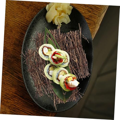 6pcs Fence Sushi Tray for Japanese Sashimi Seafood Display Natural Rustic Food Photography Props Stylish Restaurant Decoration Plates with Fine Texture and Vivid Design