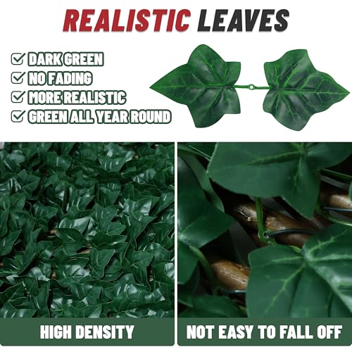 ShadeMart Expandable Privacy Fence Greenery Screen for Balcony Patio Decks Outdoor, Decorative Faux Ivy Fencing Panel Artificial Hedge for Garden Home Wall Backdrop, Single Sided Leaves