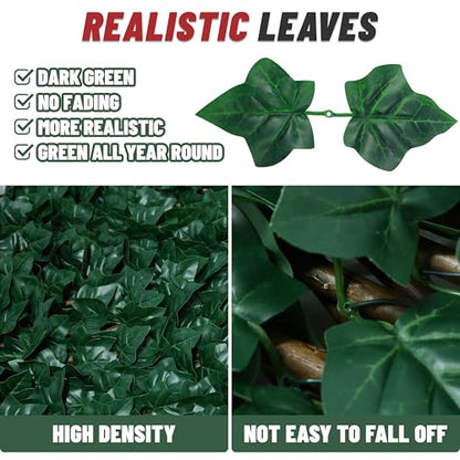 ShadeMart Expandable Privacy Fence Greenery Screen for Balcony Patio Decks Outdoor, Decorative Faux Ivy Fencing Panel Artificial Hedge for Garden Home Wall Backdrop, Single Sided Leaves