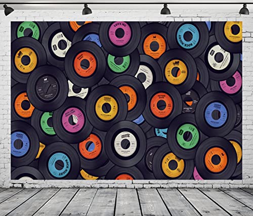BELECO 10x8ft Fabric Retro Vintage Music Backdrop Vinyl Record Disco Dance Concert Party Music Background for Party Decorations YouTube Photobooth Backdrop Studio Props Wallpaper - size: 10x8FT