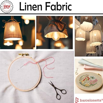 Barcelonetta | Linen Fabric | Natural Linen Cloth | Embroidery, Sewing | Soft, Breathable | 55" Wide | 70% Linen, 30% Rayon | Hemp, Jute, Needlework, Lining (Baby Pink, 1 Yard) - color: Baby Pink, size: 1 Yard