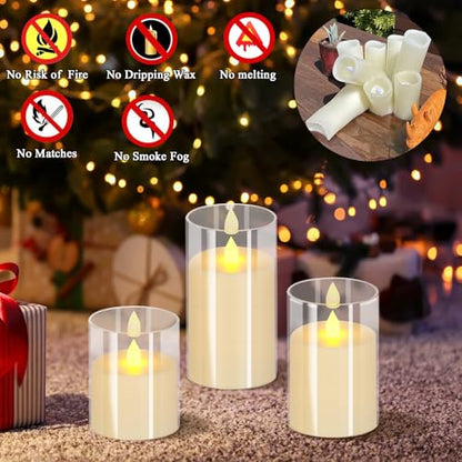 wemarry Flameless Candles 4" 5" 6" Acrylic Glass Pillars 3" Diameter Battery Operated Flickering Candles Include 8-Key Remote with Timer Function 400+ Hours (Pure White, Warm Light 6 Pack) - color: Pure White, size: Warm Light 6 Pack