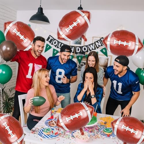 Biapian 26 Inch Football Balloons Set, Football Party Decorations, 6 Pcs Large Football Shaped Foil Balloon Helium for Boys Men Sport Event Themed Birthday Party Decorations Supplies - style: Football