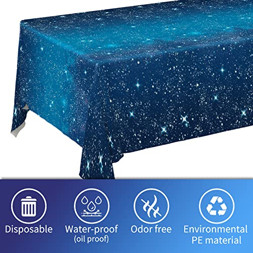 Space Tablecloth Gatherfun Space Stars Theme Party Supplies Starry Night Tablecloth Waterproof Plastic Galaxy Table Cover for Birthday Party Decorations 54x108 Inch 3PCS - style: Space