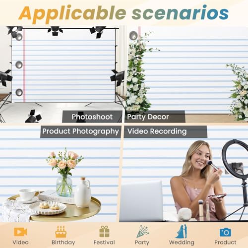 5x7ft Photography Backdrop School Backdrop Notebook Paper Welcome First Day Composition Classroom Photo Backdrop Photography Background for Photoshoot Portrait Video Party Photo Studio Prop Booth - color: Color8